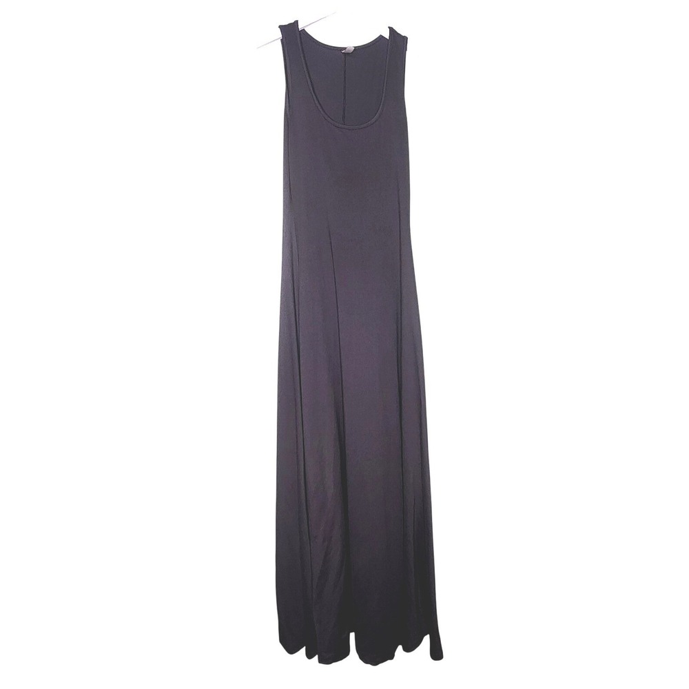 24seven Comfort Apparel Knit Maxi Dress M Black Sleeveless Scoopneck‎ Flowy Goth